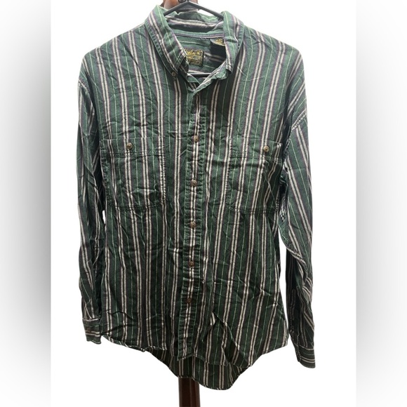 2 for $25 Vintage classic striped green button down Eddie bauer shirt - Picture 1 of 5